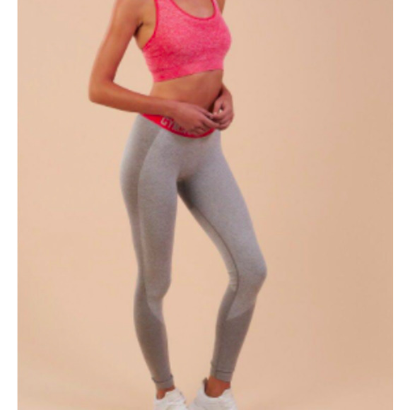 Gymshark Pants - Gymshark Flex Legging Low Rise Gray/Pink Size S